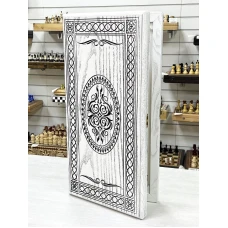 Нарды из массива Орнамент ясень белые