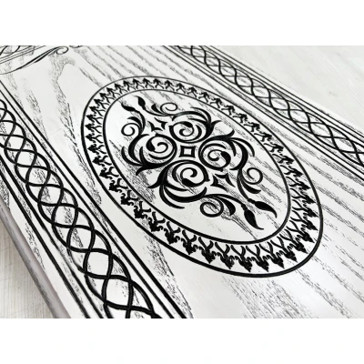 Нарды из массива Орнамент ясень белые