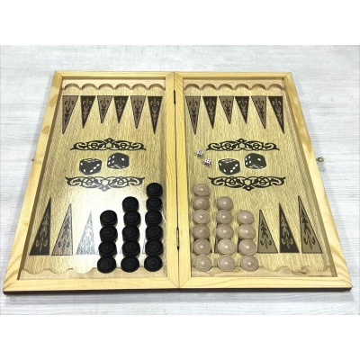 Нарды деревянные подарочные с цветным рисунком Девушка и волк средние 50 см