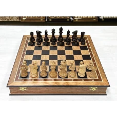 Шахматы подарочные из эвкалипта в ларце с Суприм лакированные