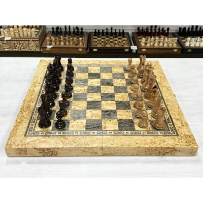 Шахматы эксклюзивные из карельской березы с фигурами Суприм