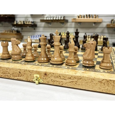 Шахматы эксклюзивные из карельской березы с фигурами Суприм