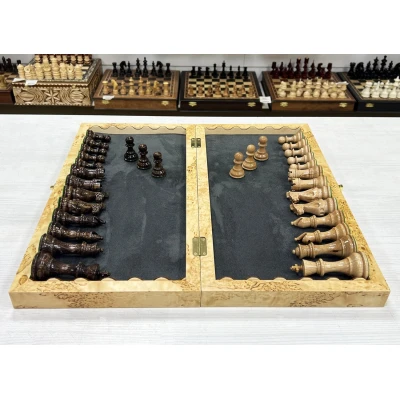 Шахматы эксклюзивные из карельской березы с фигурами Суприм