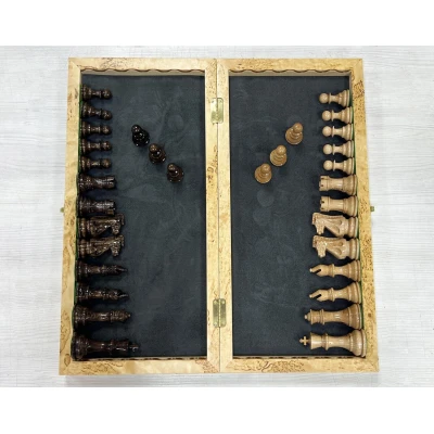 Шахматы эксклюзивные из карельской березы с фигурами Суприм