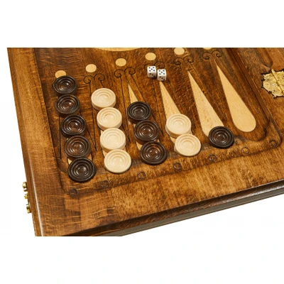 Нарды резные "Золотой Узор 5" 60, Mirzoyan