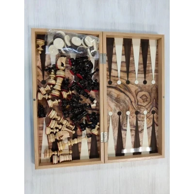 Шахматы + нарды клен презент на доске олива