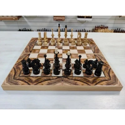 Шахматы + нарды клен презент на доске олива