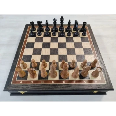 Шахматы в ларце профессиональные Индийский Стаунтон мореный дуб с утяжелением