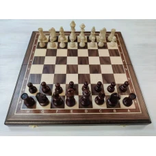 Шахматы деревянные Стаунтон с утяжелением из ореха и ясеня 50 на 50 см большие