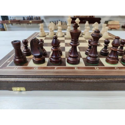 Шахматы деревянные Стаунтон с утяжелением из ореха и ясеня 50 на 50 см большие