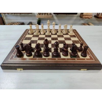 Шахматы деревянные Стаунтон с утяжелением из ореха и ясеня 50 на 50 см большие