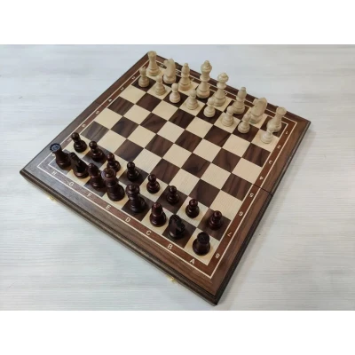 Шахматы деревянные Стаунтон с утяжелением из ореха и ясеня 50 на 50 см большие