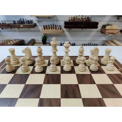 Шахматы деревянные Стаунтон с утяжелением из ореха и ясеня 50 на 50 см большие