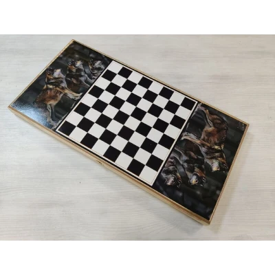 Нарды деревянные Волчья стая большие 60 на 60 см