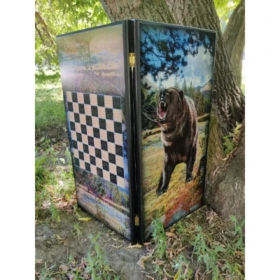 Нарды деревянные Медвежий оскал большие 60 на 60 см