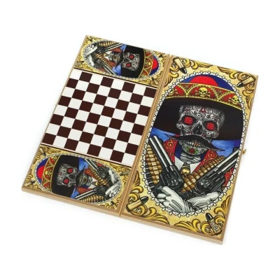 Нарды деревянные подарочные Калавера с полем для шашек