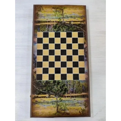 Нарды деревянные подарочные Медвежий оскал средние 50 см / набор для игры в нарды