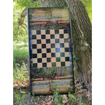 Нарды деревянные подарочные Медвежий оскал средние 50 см / набор для игры в нарды