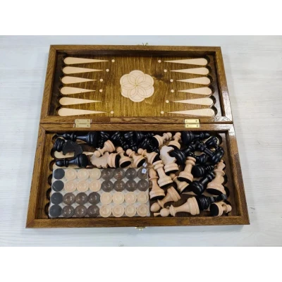 Шахматы нарды шашки из дуба и бука большие в чехле