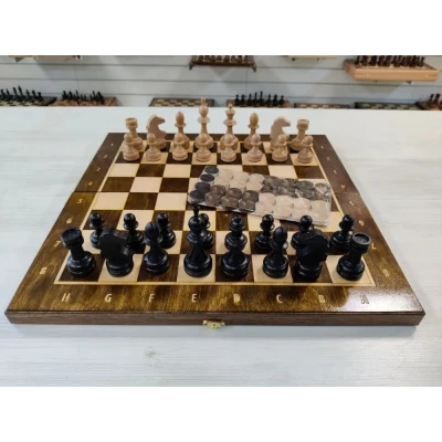 Шахматы нарды шашки из дуба и бука большие в чехле