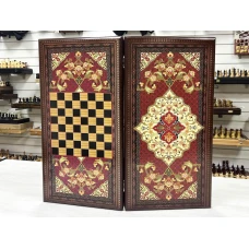 Нарды деревянные Красный узор большие 60 на 60 см