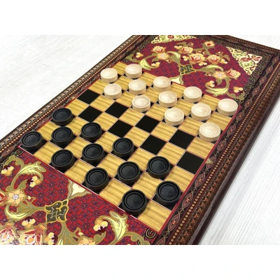 Нарды деревянные Красный узор большие 60 на 60 см