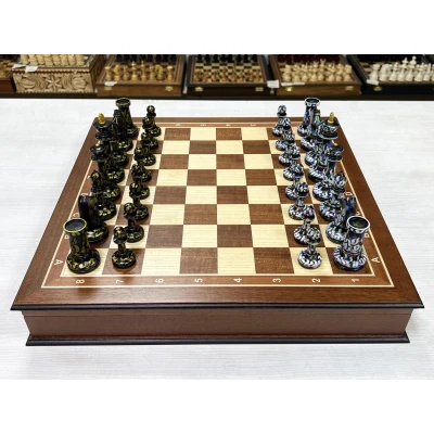 Шахматный ларец Махагон красное дерево с фигурами Каллиграфия 45 см