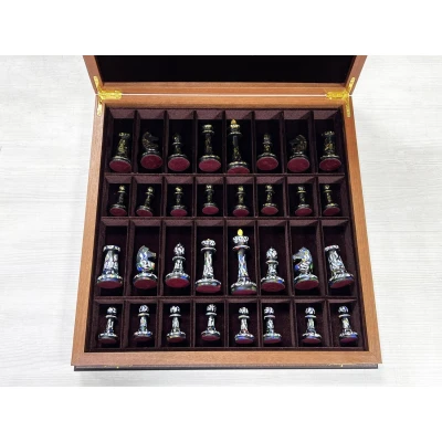Шахматный ларец Махагон красное дерево с фигурами Каллиграфия 45 см