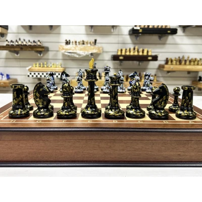 Шахматный ларец Махагон красное дерево с фигурами Каллиграфия 45 см