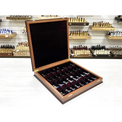Шахматный ларец Махагон красное дерево с фигурами Каллиграфия 45 см