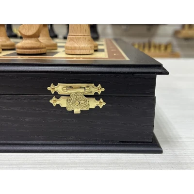 Шахматный ларец подарочный из мореного дуба средний