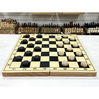 Шашки деревянные 64 клетки бук доска 42 на 42 см