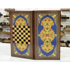 Нарды деревянные с рисунком Синий узор 60 на 60 см 