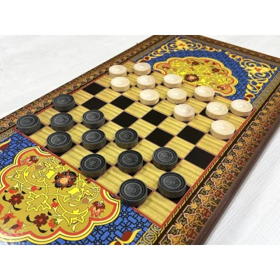 Нарды деревянные с рисунком Синий узор 60 на 60 см 