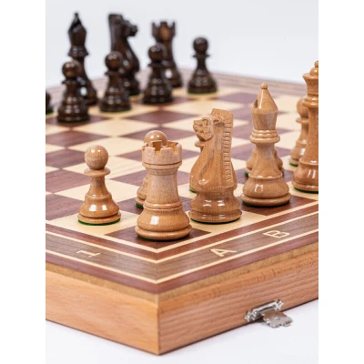 Шахматы турнирные Суприм глянцевые красное дерево дуб