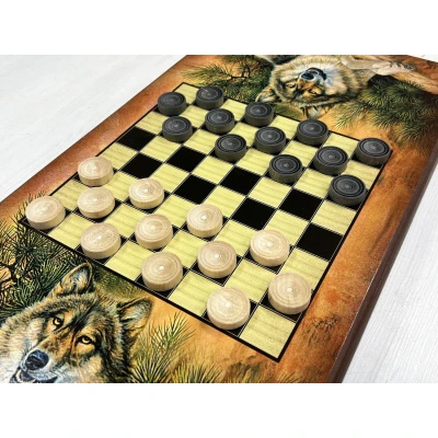 Нарды деревянные большие Волки 60 см