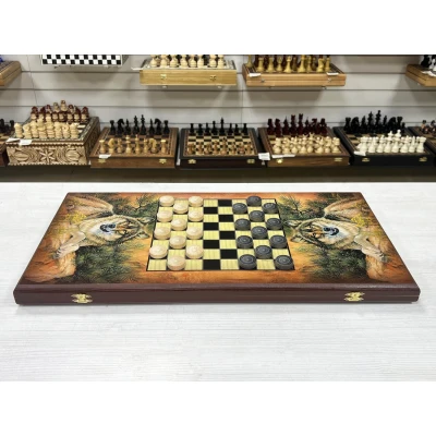 Нарды деревянные большие Волки 60 см