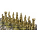 Подарочные шахматы с металлическими фигурами "Средневековые рыцари" доска 44х44 см из камня змеевик