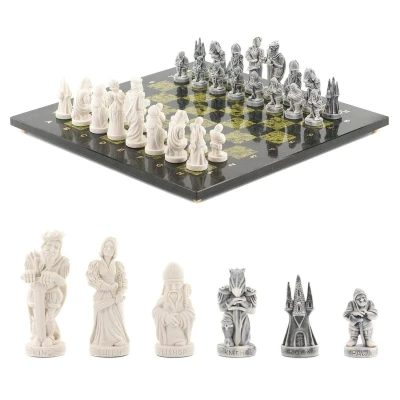 Шахматы подарочные "Средневековье" камень змеевик 40х40 см