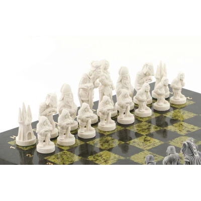 Шахматы подарочные "Средневековье" камень змеевик 40х40 см