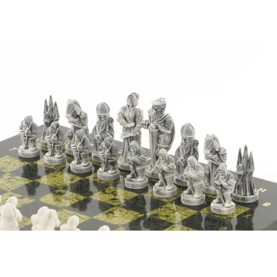 Шахматы подарочные "Средневековье" камень змеевик 40х40 см