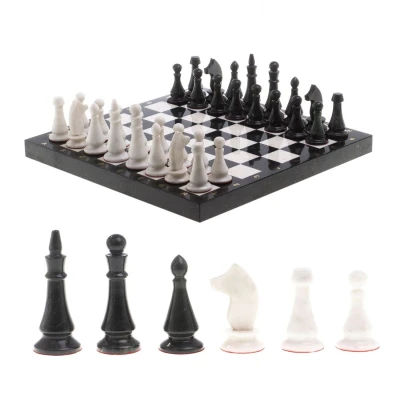 Шахматы "Каменные" мрамор, змеевик доска 40х40 см / Шахматы подарочные / Набор шахмат / Настольная игра