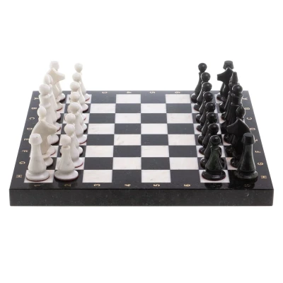 Шахматы "Каменные" мрамор, змеевик доска 40х40 см / Шахматы подарочные / Набор шахмат / Настольная игра