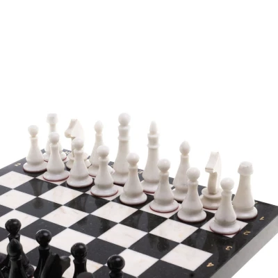 Шахматы "Каменные" мрамор, змеевик доска 40х40 см / Шахматы подарочные / Набор шахмат / Настольная игра