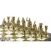 Настольные шахматы "Римские воины" доска 44х44 см из камня мрамор змеевик с металлическими фигурами