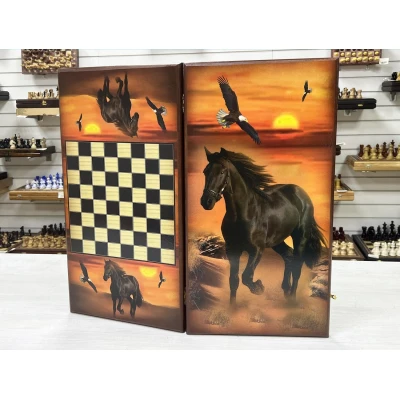 Нарды деревянные подарочные длинные Жеребец средние 50 см