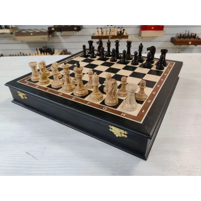 Шахматы карельская береза Стаунтон моренный дуб в ларце