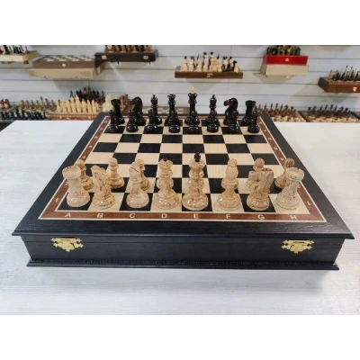 Шахматы карельская береза Стаунтон моренный дуб в ларце