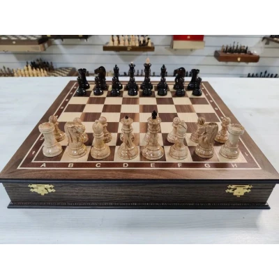 Шахматы карельская береза Стаунтон орех в ларце