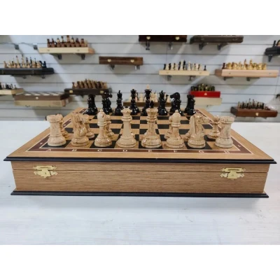  Шахматы карельская береза Стаунтон дуб в ларце